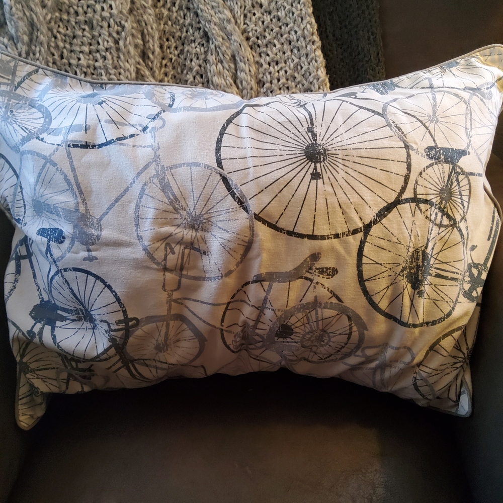 Restoration Hardware Bicycle Print Pillow Shams Set of 2 EUC